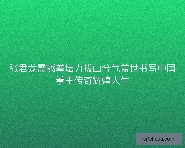 张君龙震撼拳坛力拔山兮气盖世书写中国拳王传奇辉煌人生 张君龙震撼拳坛力拔山兮气盖世书写中国拳王传奇辉煌人生